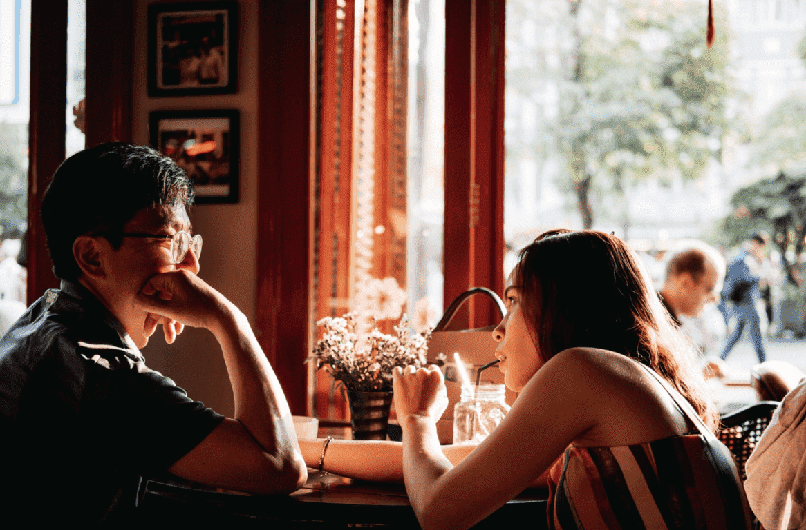 Asian singles dating in a café
